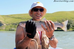 A pretty rainbow trout taken on a Rapala Countdown while floating the lower bow river