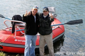 Thumbs up after reeling in some big trout