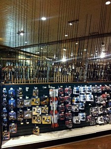 Shopping for fishing tackle at Bass Pro Shops Balzac